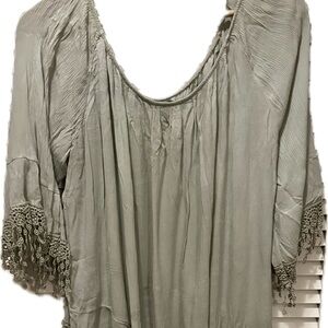 Saks Fifth Ave cotton blouse. Sea-foam green. XL